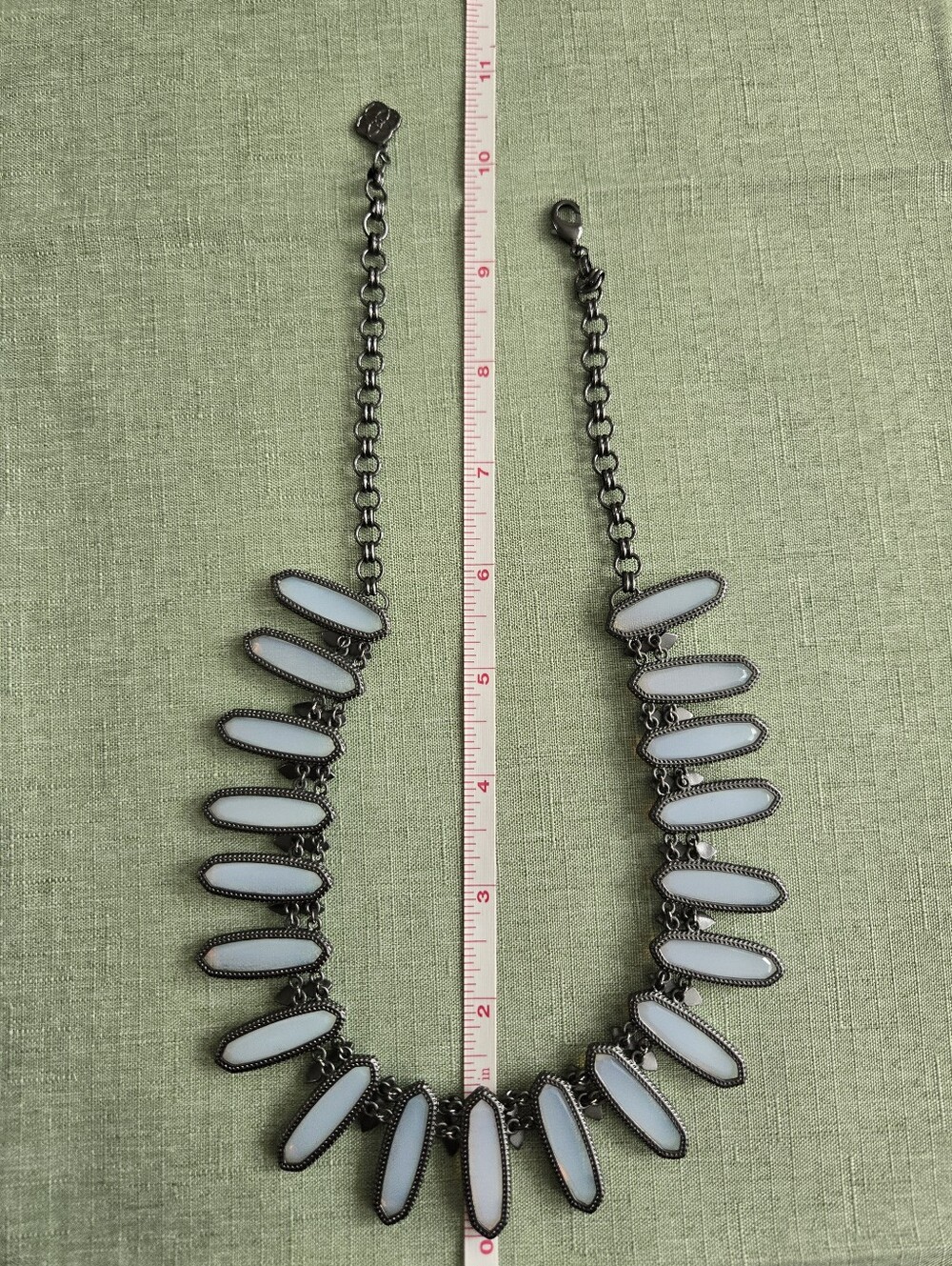 Kendra Scott Gabriella Gunmetal and Iridescent Opal Collar Statement Necklace - Picture 6 of 6